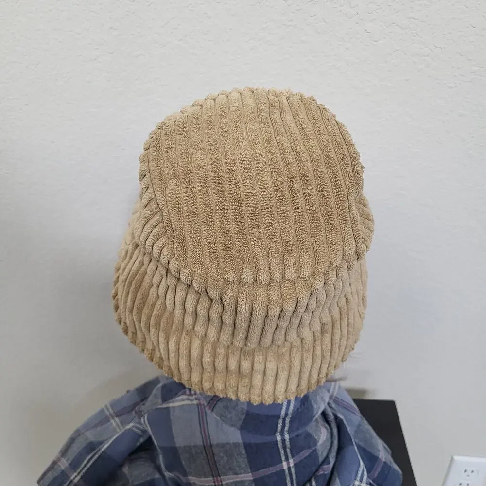 Tan Bucket Hat Womens One Size Soft Wide Corduroy Soft Cozy Winter Fall Casual